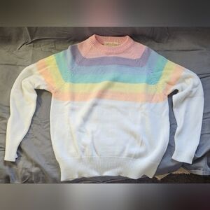 Vintage Pastel Striped Rainbow Sweater‎